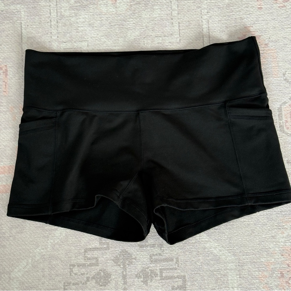POPFLEX Black High-Waisted Athletic Shorts | Size 12